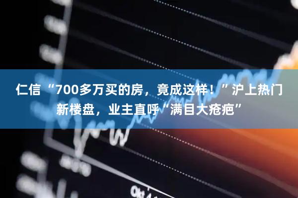 仁信 “700多万买的房，竟成这样！”沪上热门新楼盘，业主直呼“满目大疮疤”